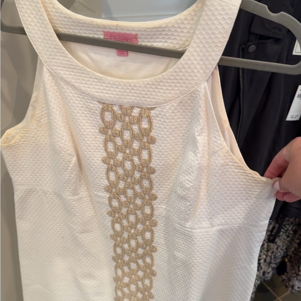 Lilly Pulitzer Cream Dress with Gold Detailing